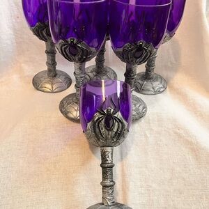 Bundle of 6 Spooky Spider Gothic Purple Plastic Goblets